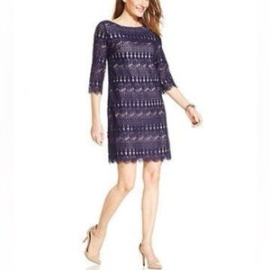 Jessica Howard Navy Long Sleeve Lace Dress 16